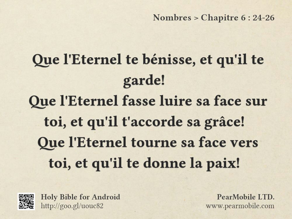 Nombres, Chapitre 6:24-26
